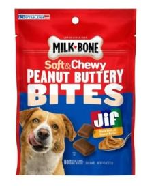 Milk-Bone Peanut Buttery Bites Soft Dog Treats With Jif Peanut Butter, 4.5-Oz. Bag