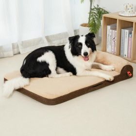MEWOOFUN Orthopedic Dog Bed For Medium Dogs - Egg Crate Foam Sofa With Waterproof Lining & Anti-Slip Bottom, Washable Removable Cover Brown, Large (Option: QCP202)
