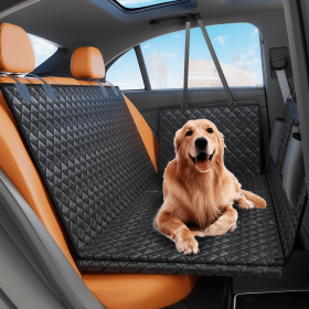 Dog Car Seat Cover for Back Seat with Detachable Hard Bottom, Holds 400lbs, Back Seat Extender for Dog with Mesh Windor and Storage Pocket (Color: as Pic)
