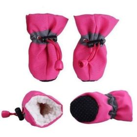 Dogs Winter Warm Shoes 4 PCS Set (Color-Ships From: Pink-United States, size: S)
