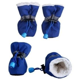 Dogs Winter Warm Shoes 4 PCS Set (Color-Ships From: Blue-United States, size: L)