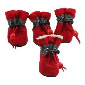Dogs Winter Warm Shoes 4 PCS Set (Color-Ships From: Red-United States, size: L)